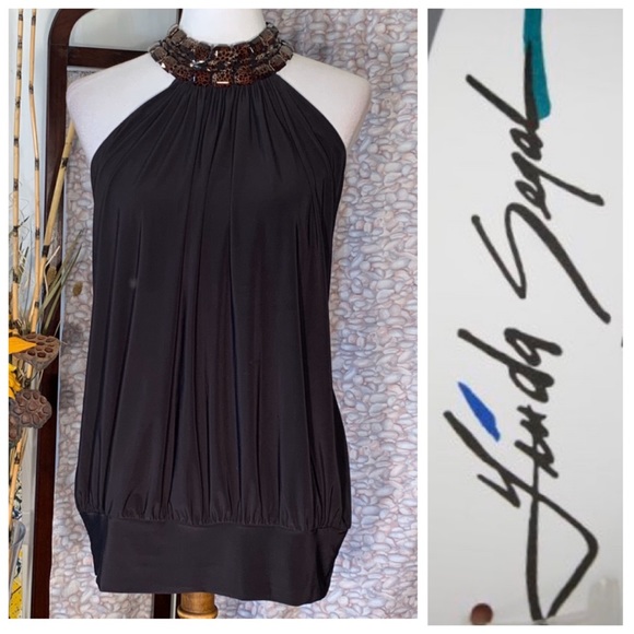 Linda Segal Tops - Linda Segal black halter top.